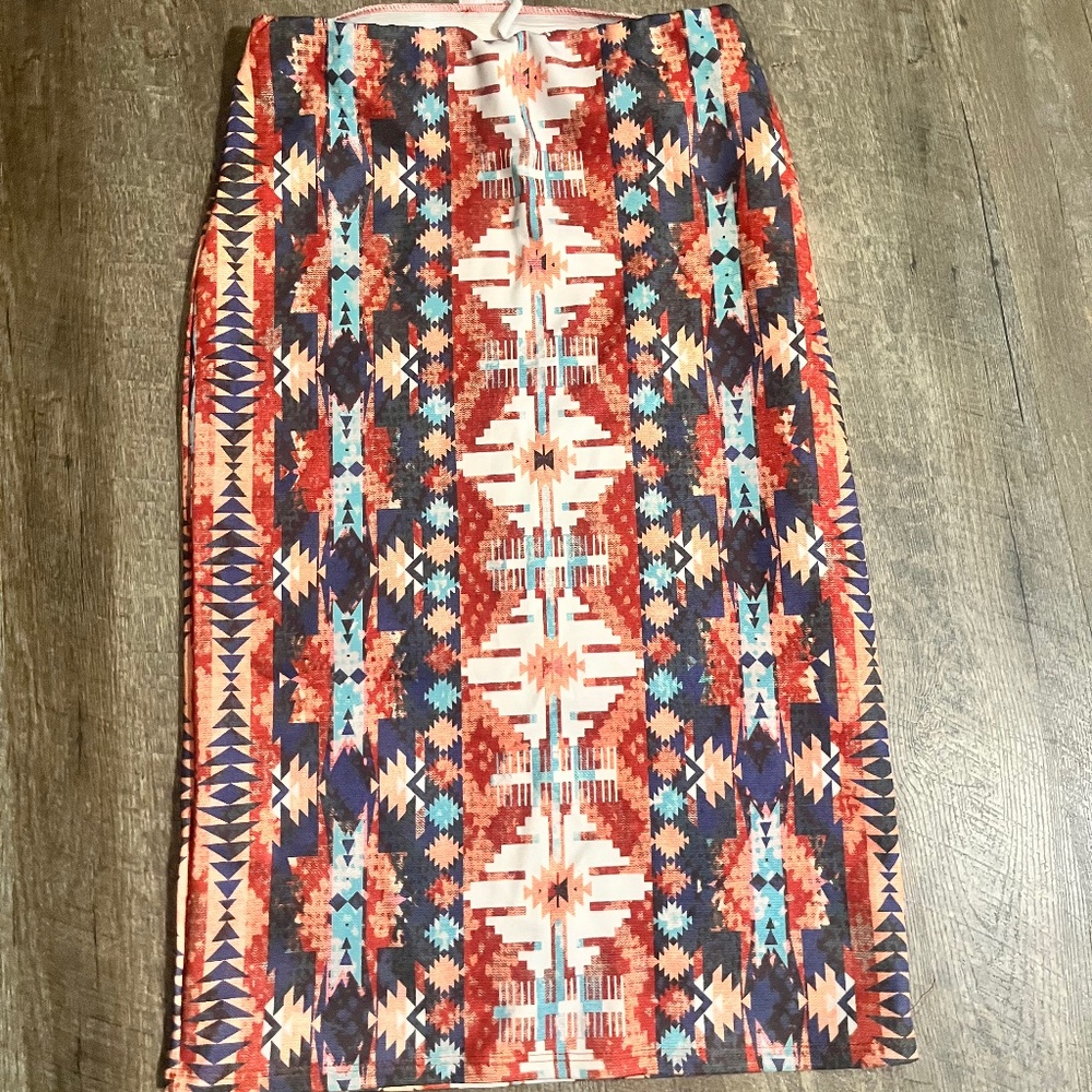 Persaya Southwestern Print Bodycon Skirt